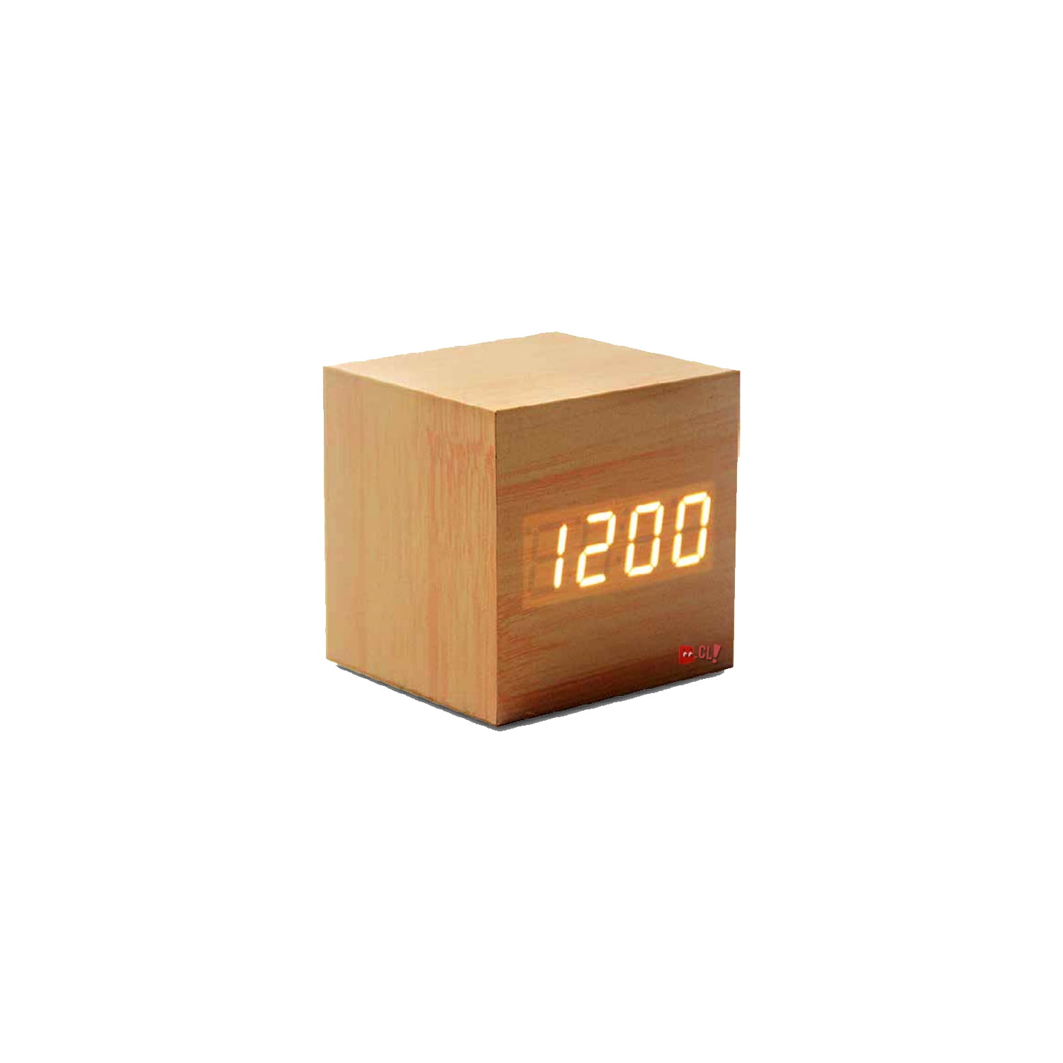 Tecnolab - Reloj Despertador Cubo De Madera Digital Pantalla Led - Puntostore