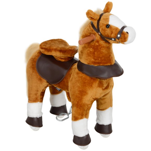Caballito Mecedor Qaba Pony de Peluche con Ruedas y Sonido de Relincho