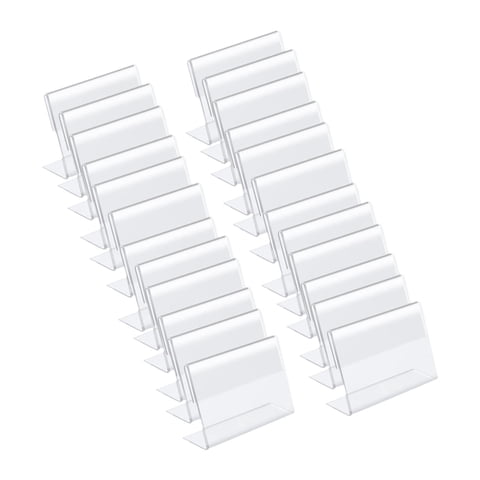 Magideal - 100 Piezas De Mini Soportes De Exhibición De Letreros Acrílicos De 4 X 2 Cm, Resistentes Para Exhibición De Información, Accesorio Transparente Multiu