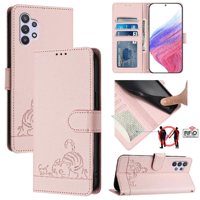 Funda Tipo Cartera Foxdock Para Samsung Galaxy A32 5G Con Soporte, Ranuras, Rfid, Diseño De Gato