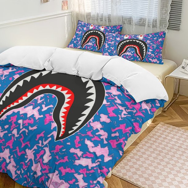 Irregularly Blue Bape Shake Camo Comforter Set Soft 3 Pcs Twin Bedding Sets Thicken for All Season