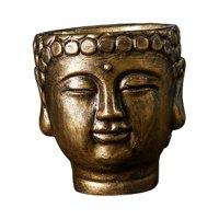 Magideal - Maceta Con Cabeza De Buda, Contenedor De Plantas, Bonsái, Adorno Creativo, Decoración, Florero, Macetero Para Interior, Escritorio, Oficina Y Exterior Bronce