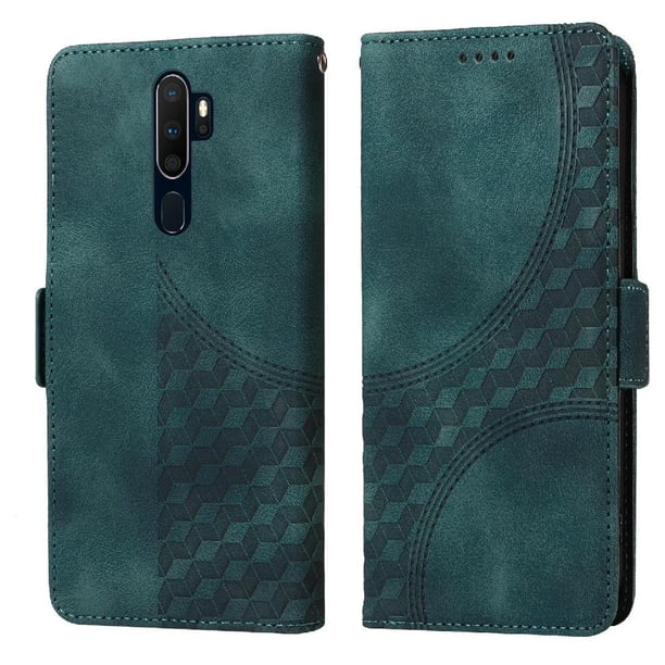 Carcasa FOXDOCK OPPO A5 2020 de cuero PU, diseño acolchado clásico, protección contra caídas y rayones