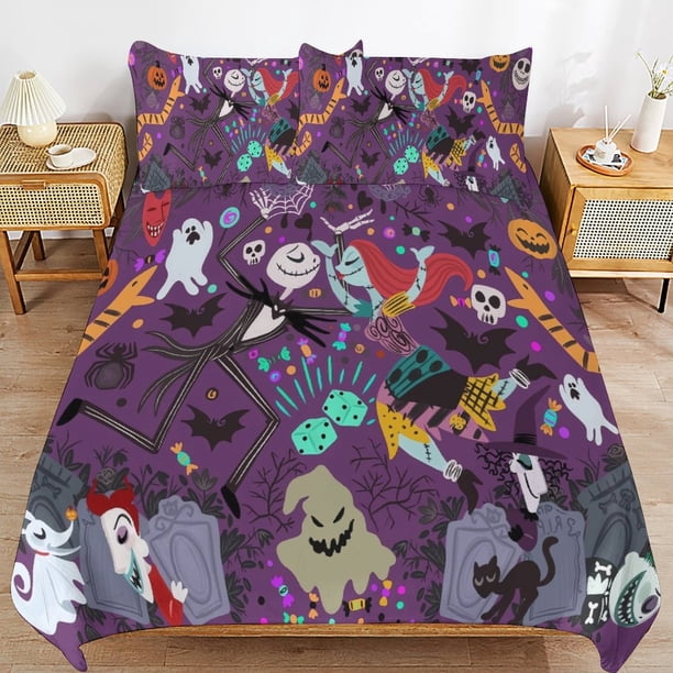 Nightmare-Before-Christmas Nightmare-Before-Christmas Bedding Set Sheet Set for Kids Adults,All Season Lightweight