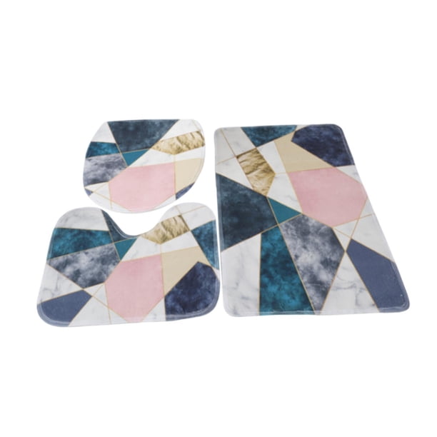Juego De Alfombras De Baño De 3 Uds, Alfombrilla De Suelo De Ducha Suave Y Peluda Para Suelo, Baño, Ducha, Azul Y Rosa