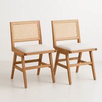 Klik Muebles - Pack De 2 Sillas Aura De Rattan Con Asiento De Tela - Natural Beige