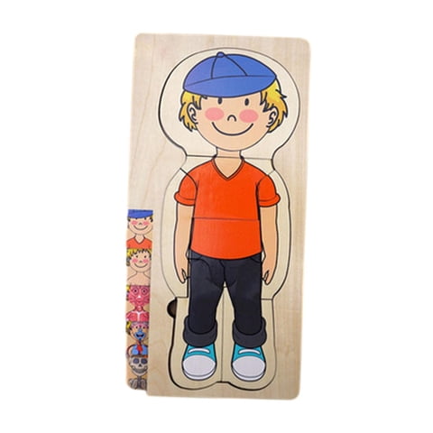 Magideal - Rompecabezas De Madera Del Cuerpo Humano Juguetes Partes Del Cuerpo Rompecabezas Intercambiable Montessori Rompecabezas De Madera Juguetes Para Niños , Chico