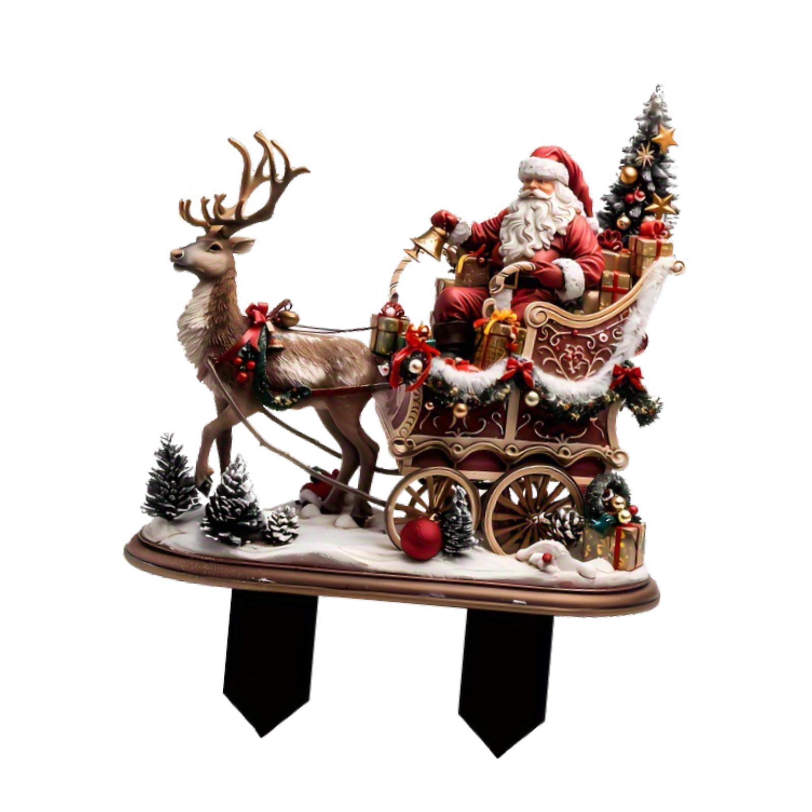Magideal - Figura Decorativa De Trineo De Papá Noel Con Reno Para Decoración Navideña, Letrero Acrílico Decorativo Para Jardín, Maceta Para Flores, Recuerdo De