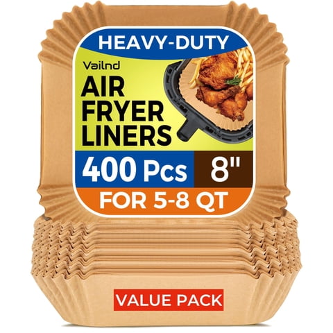 Forros De Papel Air Fryer Vailnd, 400 Unidades, Cuadrados, 8 Pulgadas