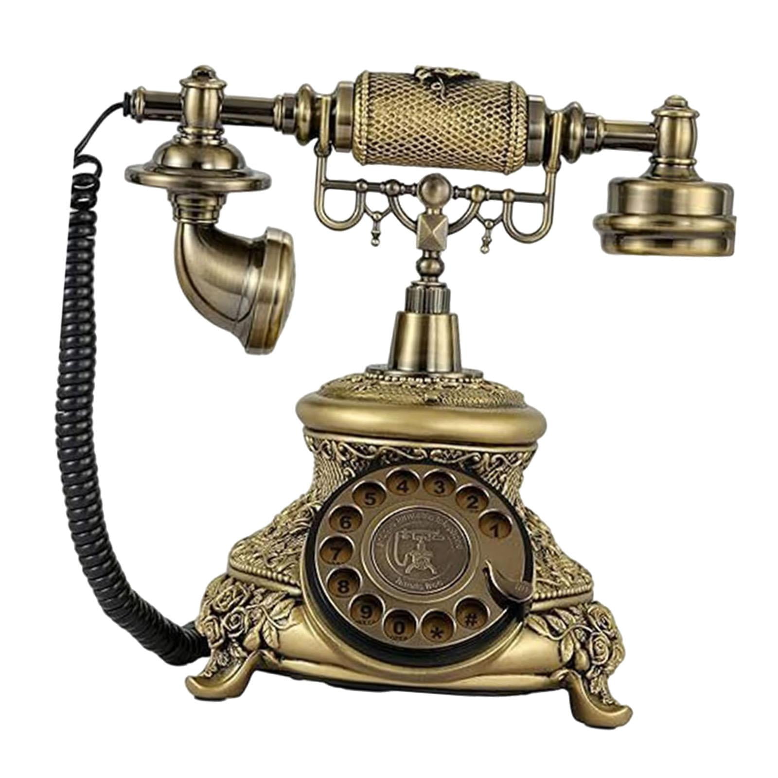 Magideal - Teléfono Vintage, Teléfono Fijo De Estilo Europeo, Dial Giratorio Con Cable, Teléfono De Escuela Antigua, Teléfono Retro Para Decoración De Hotel Y Ca