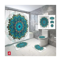 Genérico - Cortina De Ducha Con Set De Alfombra Tapete
