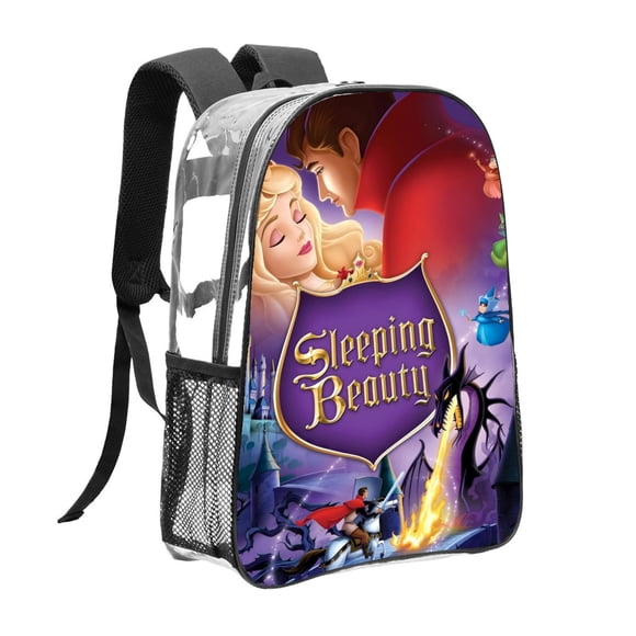 La Bella Durmiente Aurora PrincesaMochila transparente temática, resistente y duradera, bolsa see-through para trabajo, deporte, universidad y viaje, 31 × 43 cm