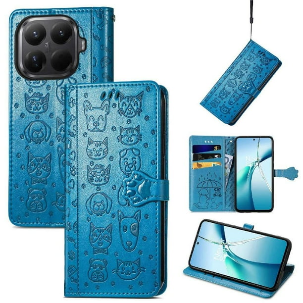 Funda Cartera FOXDOCK para Xiaomi 15T , Flip PU con Relieve de Gatos y Perros, Tarjetero y Soporte