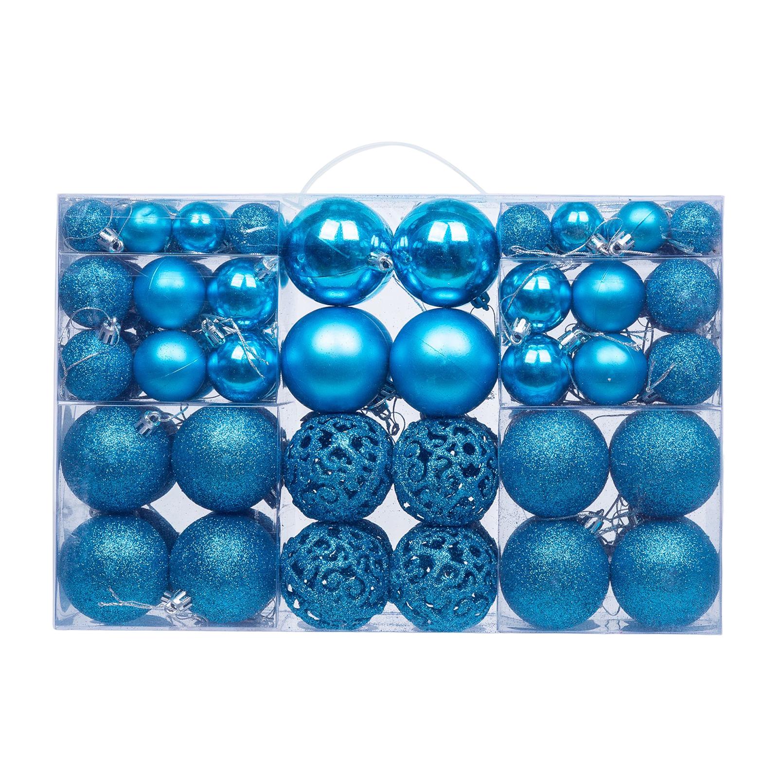 Magideal - 100 Piezas De Bolas De Navidad Colgantes, Caja De Regalo, Colgantes Inastillables, Adornos Navideños Para Decoración De Festivales, Bodas, Fiestas Nav Azul
