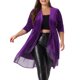 thumbnail image 1 of Agnes Orinda Ropa de Halloween para Mujer Tallas Grandes Cárdigan con Volantes Asimétrico Abierto Chaquetas Largas de Terciopelo 3X Púrpura, 1 of 6