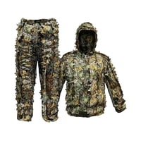 Magideal - Leaves Ghillie Suit Hunting Woodland Chaqueta Con Capucha Pantalón Camo Cremalleras Transpirable Para Senderismo Al Aire Libre Jungle Mujeres Hombres
