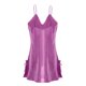 thumbnail image 2 of INSPIRE CHIC Mujer Camisón de Satén con Escote en V, Encaje Floral y Lazo, Tirantes Ajustables, Vestido de Dormir Encaje Violeta M, 2 of 6
