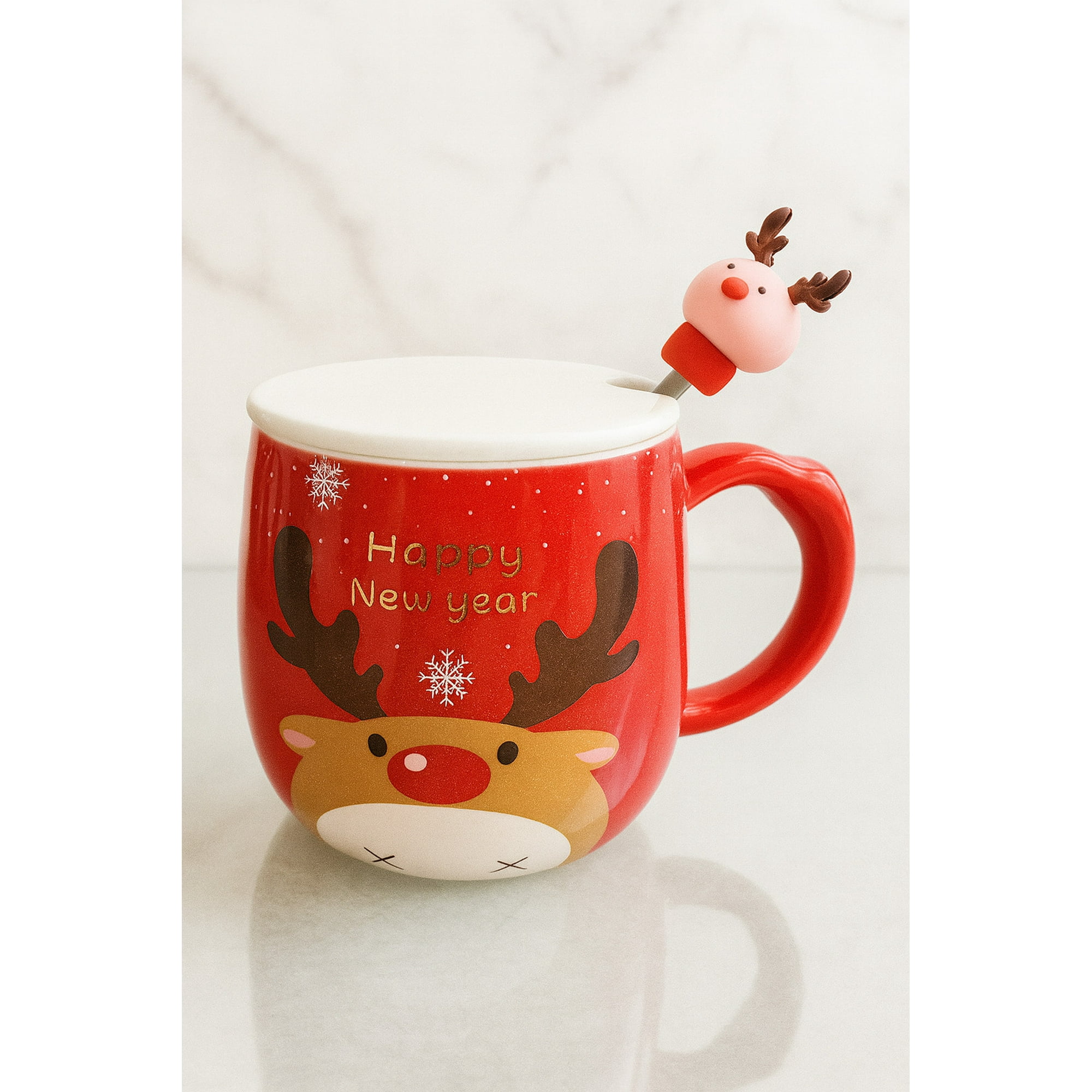 Taza Con Diseño De Reno Y Tapa