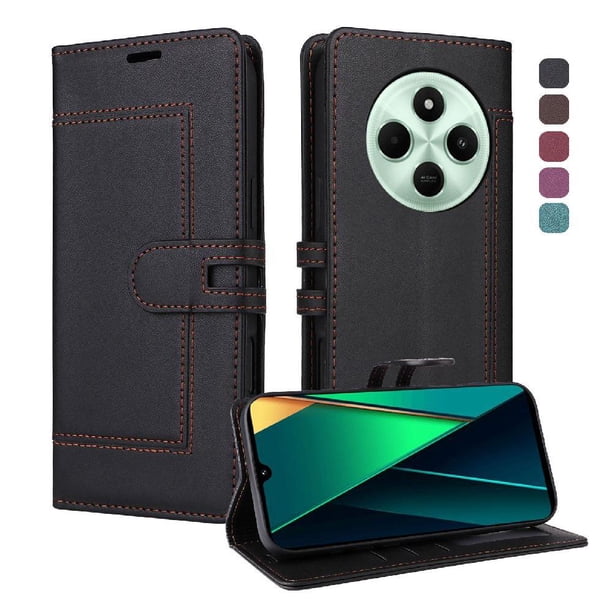 Premium Wallet Case for Xiaomi Redmi 14C with Card Slots & Kickstand, Flip Cover Black