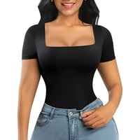 Body Heshpaws Mujer Cuello Cuadrado Manga Corta Shaping One-Piece Thong