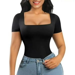 Body Heshpaws Mujer Cuello Cuadrado Manga Corta Shaping One-Piece Thong