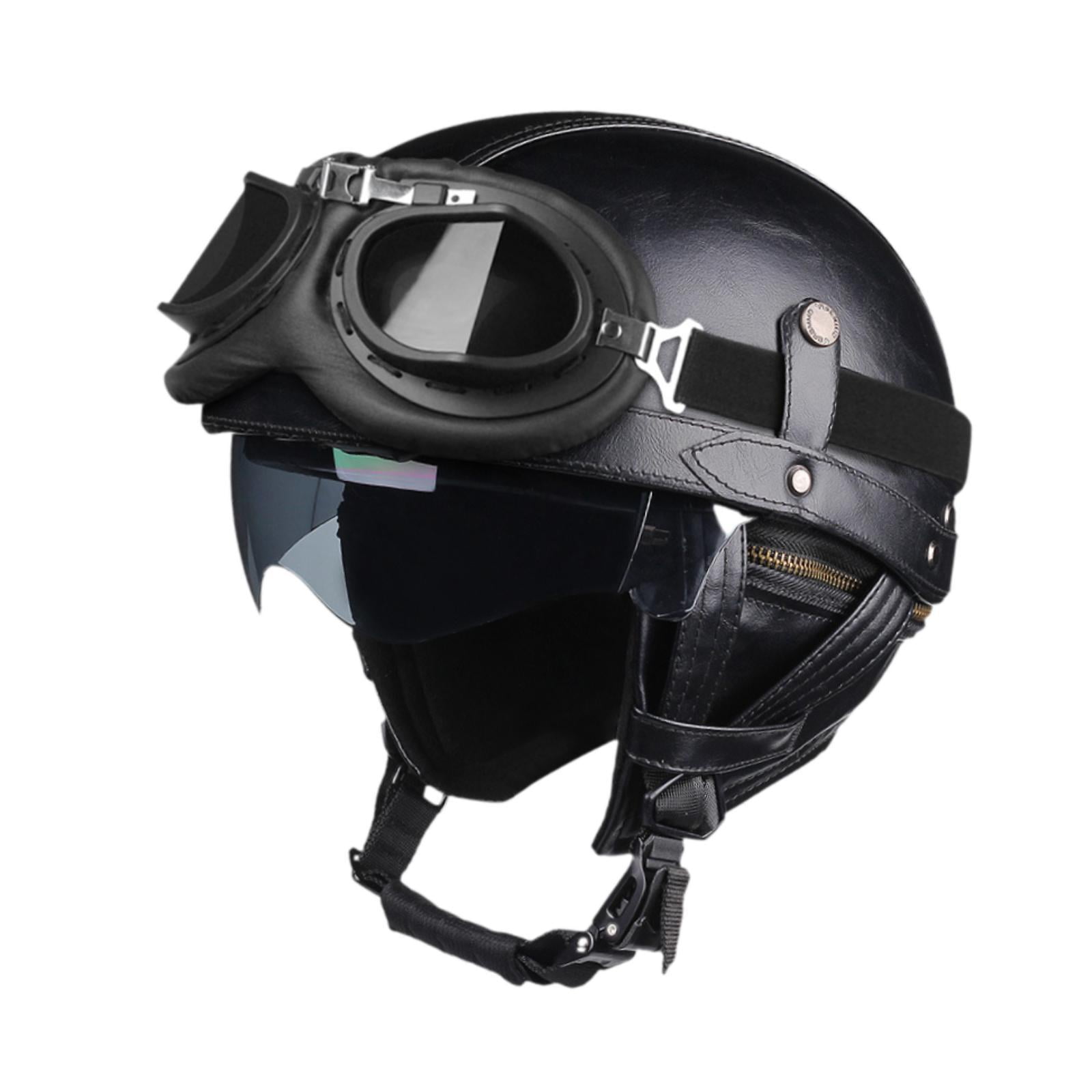 Magideal - Casco De Motocicleta, Casco De Media Concha, Medio Casco Elegante Y Novedoso, Casco Abierto Para Hombres Y Mujeres Al Aire Libre, Recorridos En Scoote M Negro