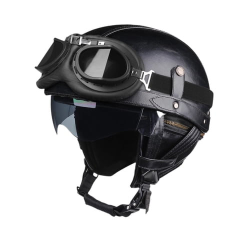 Magideal - Casco De Motocicleta, Casco De Media Concha, Medio Casco Elegante Y Novedoso, Casco Abierto Para Hombres Y Mujeres Al Aire Libre, Recorridos En Scoote M Negro