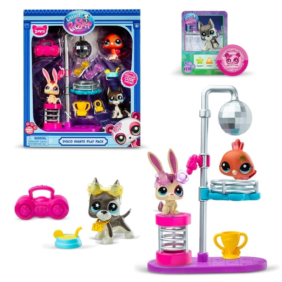 Pack de juegos Littlest Pet Shop Disco Nights con 3 muñecos