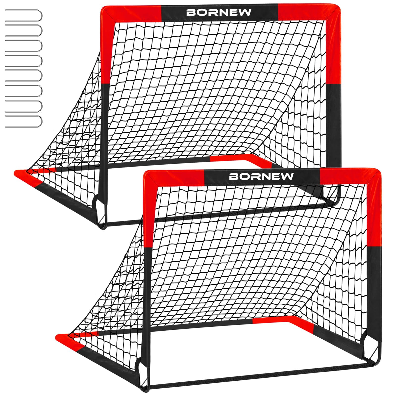 Arco De Fútbol Bornew 4 X 3 Pies Portátil, Set De 2 Unidades