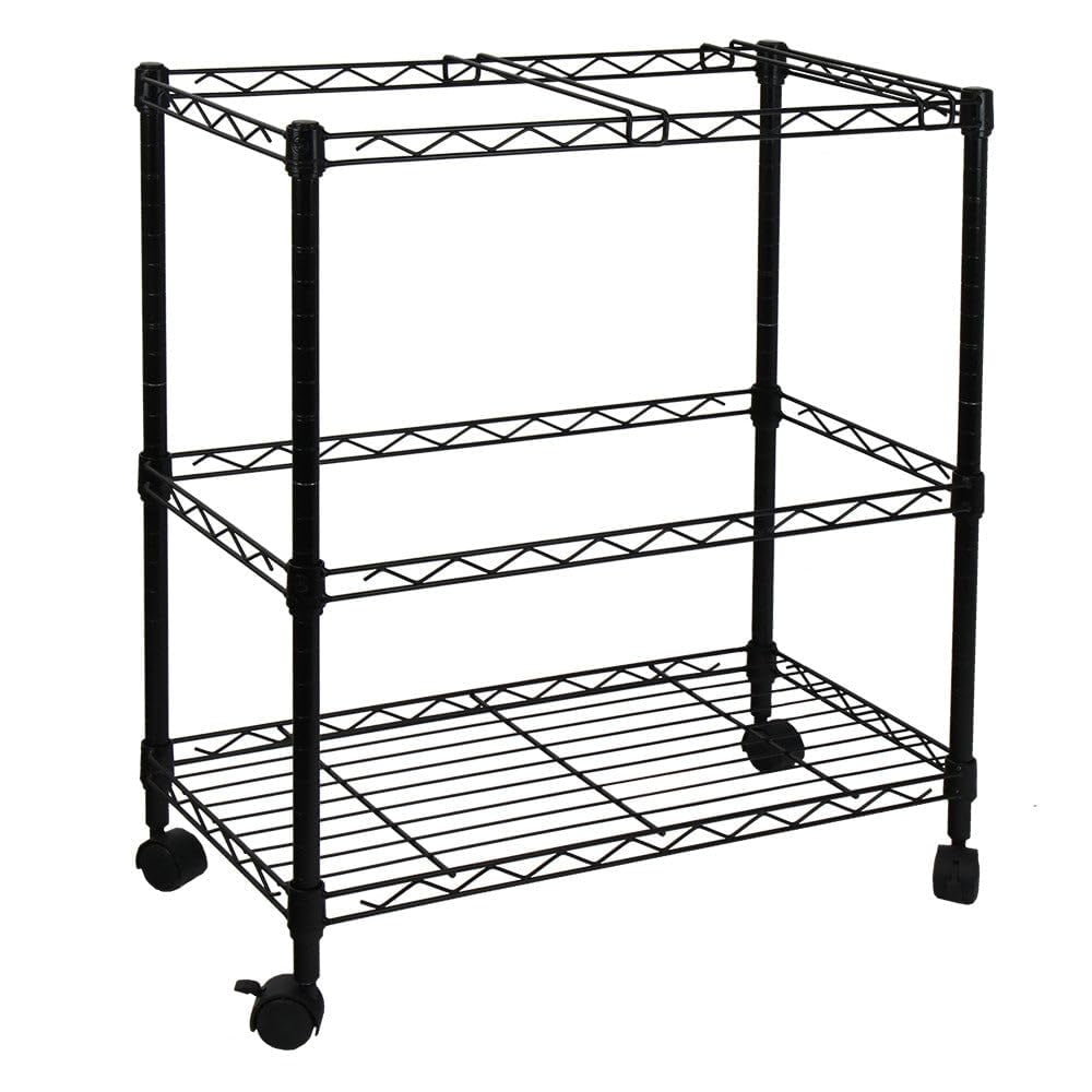 Carrito De Archivos Oceanstar Portátil De 2 Niveles, Metal Laminado Negro