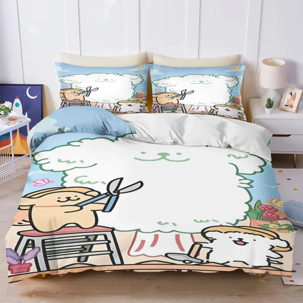 Line puppy Cartoon Quilt Cover Cute Printed Children Soft Customizable Bedding Custom Made Home Bedroom Comforter Bed Sheets