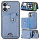 thumbnail image 1 of Funda Billetera Tejida para iPhone 16 Plus con Soporte y Tarjetero Azul, 1 of 4
