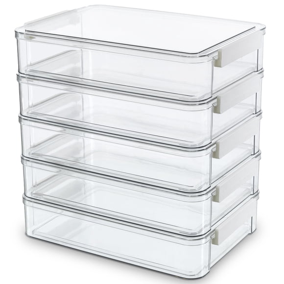 Cajas organizadoras Citylife 5 piezas 15 x 24 x 7 cm, transparentes y apilables