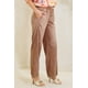 thumbnail image 2 of Pantalones Rectos de Tiro Alto con Cintura Elástica y Estampado de Mezclilla Falsa Color Caqui M, 2 of 5