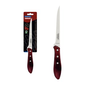 Cuchillo Para Deshuesar Tramontina Con Lámina De Acero Inoxidable Y Mango De Madera Tratada Rojo Polywood 6""