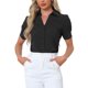 thumbnail image 1 of INSPIRE CHIC Camiseta de Trabajo de Manga Corta de Una Pieza con Botones para Mujer Blusa Negra Talla L, 1 of 6