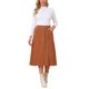 thumbnail image 2 of INSPIRE CHIC Falda de Pana en Línea A para Mujer Otoño Invierno Cintura Alta Falda Midi Abotonada con Bolsillos Conjunto de Oficina Trabajo L Caramelo, 2 of 6