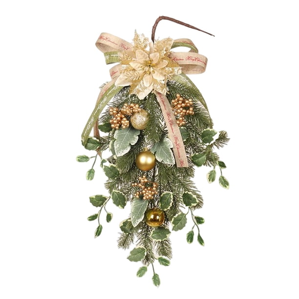 Guirnalda navideña en forma de lágrima para puerta, colgante de pared, botín de puerta de invierno para casa, granja, ventana, decoración navideña