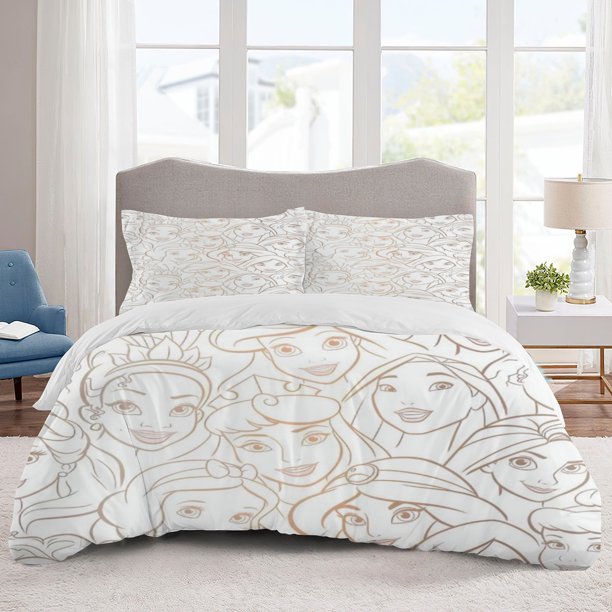 Dis-ney Princess Bedding Sets Cartoon Duvet Cover Lightweight 3 Piece Bet Sets for Kids Boys Girls