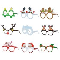 Magideal - 9 Uds. Montura De Gafas De Navidad, Gafas De Papá Noel, Muñeco De Nieve, Decoraciones Navideñas, Gafas Divertidas Creativas, Gafas De Papel De Navidad