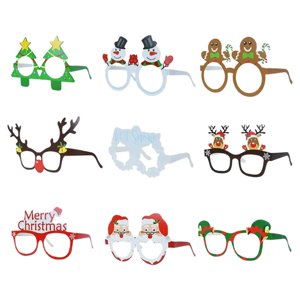 Magideal - 9 Uds. Montura De Gafas De Navidad, Gafas De Papá Noel, Muñeco De Nieve, Decoraciones Navideñas, Gafas Divertidas Creativas, Gafas De Papel De Navidad