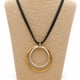 thumbnail image 3 of Collar Negro Con Dije De Aros Dorado Y Plateado 34 Cm, 3 of 3