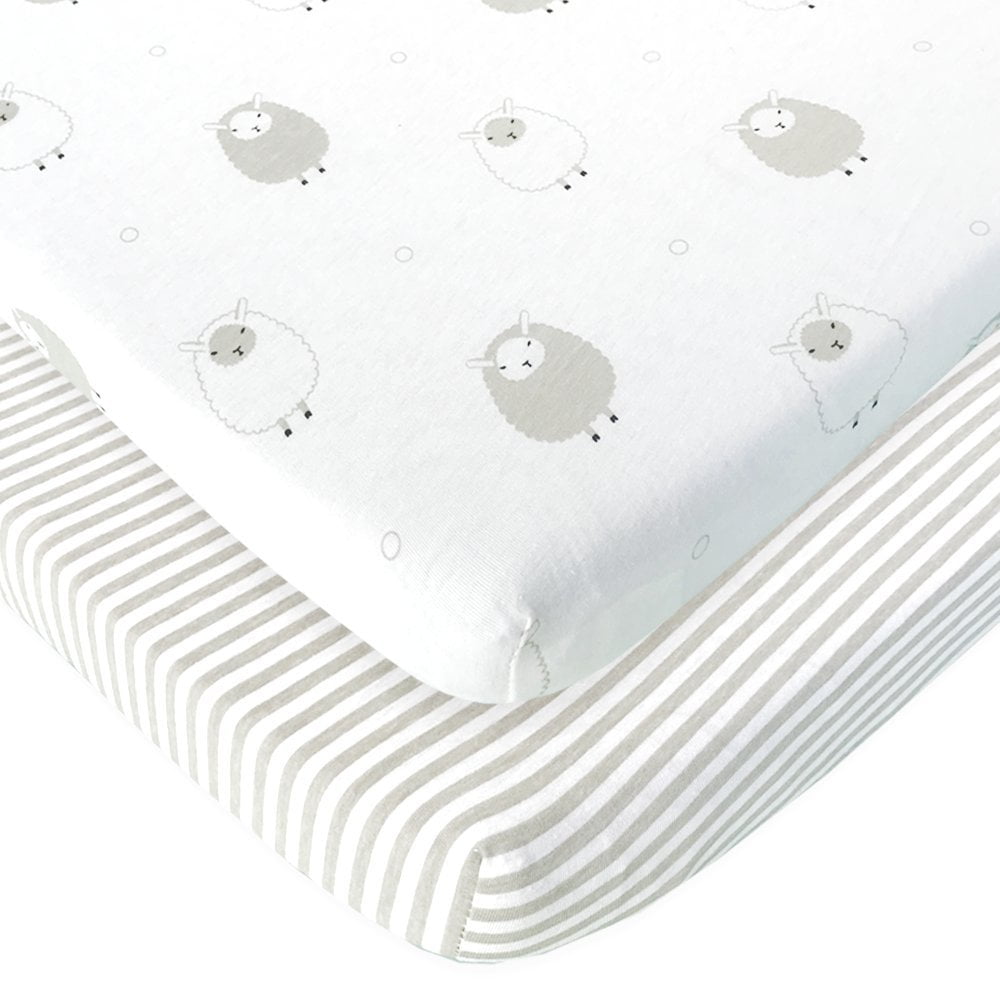 Joey & Joan - Sábanas Bajeras Ajustables Para Cuna De Viaje, Compatibles Con Guava Lotus, Baby Bjorn, Dream On Me Travel Crib Light Playard, Paquete De 2