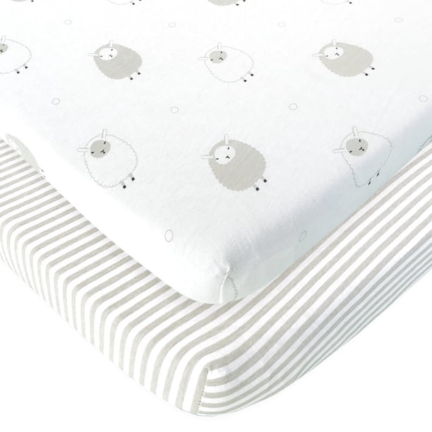 Sábanas bajeras ajustables para cuna de viaje, compatibles con Guava Lotus, Baby Bjorn, Dream on Me Travel Crib Light Playard, paquete de 2