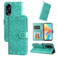 Funda Tipo Cartera Foxdock Para Oppo A98 , Diseño Girasol En Relieve, Cuero Pu, Cierre Magnético, Soporte Y Tarjetero