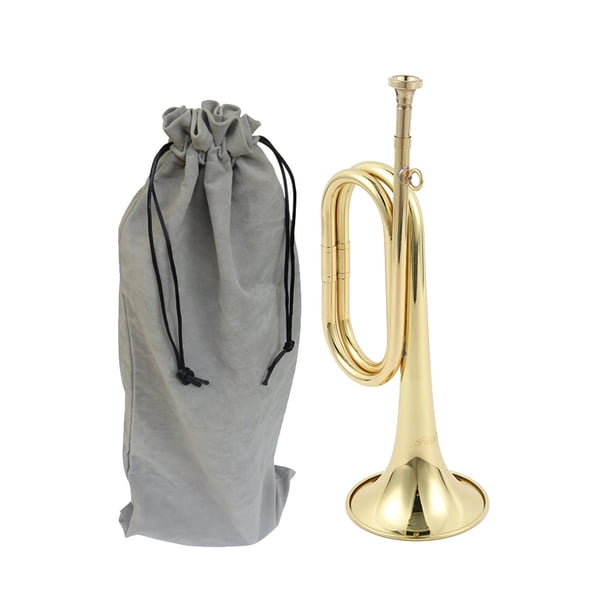 Scout Bugle Brass Bugle Instrumento de música Estilo clásico con boquilla Trompeta de caballería Marching Bugle para orquesta Banda escolar Adultos , estilo b