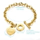 thumbnail image 2 of Pulsera de eslabones grabados de acero inoxidable con hebilla OT para mujeres y niñas, 2 of 7