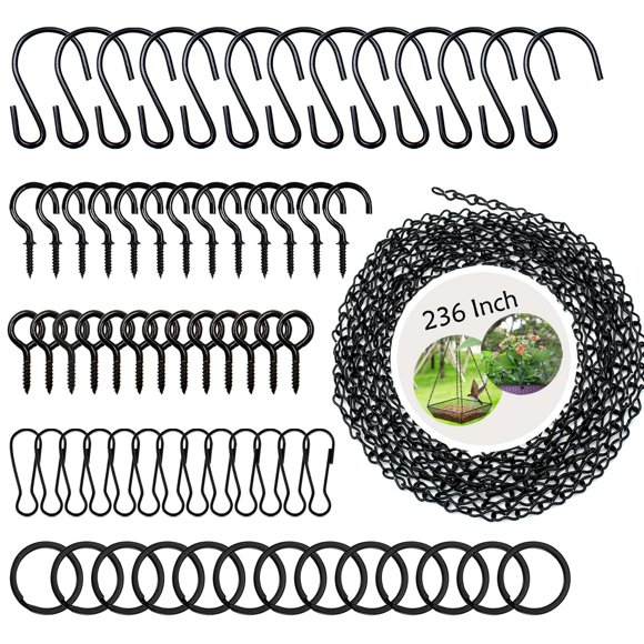 Cadenas Colgantes YINGFENG 600 cm Negro Kit de 13 Ganchos