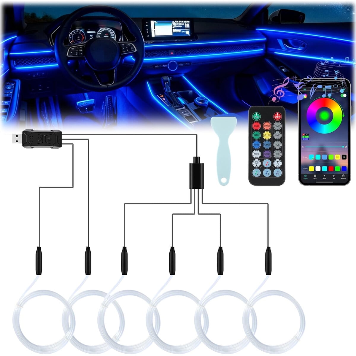 Luces Led Interior Auto Livtee Tira Usb 16m Colores App