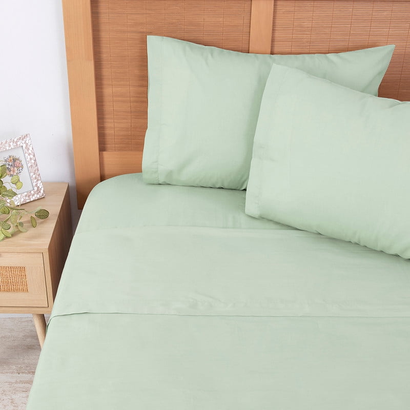 Mashini - Sábana 144 Hilos Colores Lisos King Verde